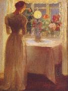 Anna Ancher Young Girl Before a Lit Lamp oil painting